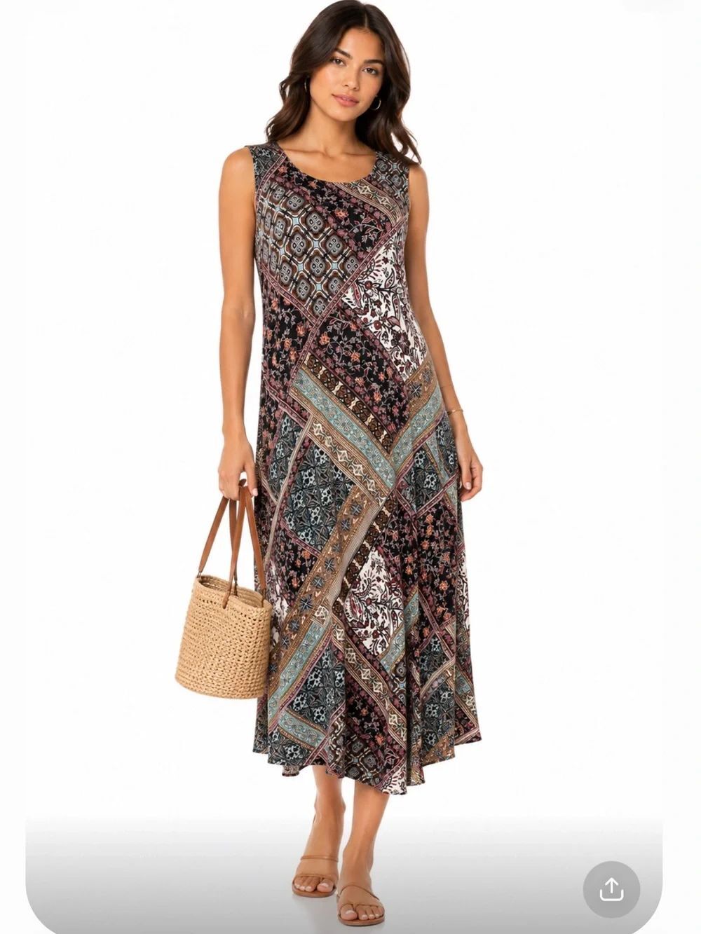 J.JILL Sleeveless Patchwork Fall Maxi Dress
